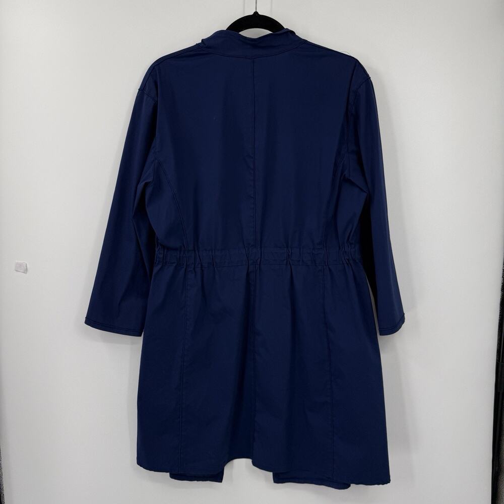 Lafayette 148 Topper Jacket 1X Tie Cinch Navy Blue 3/4 Sleeve Lightweight - Picture 9 of 13
